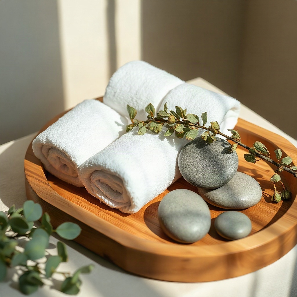 Toallas y piedras de masaje